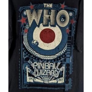 The Who Pinball Wizard M Liquid Blue Graphic T-Shirt Rock Band Cotton Tee